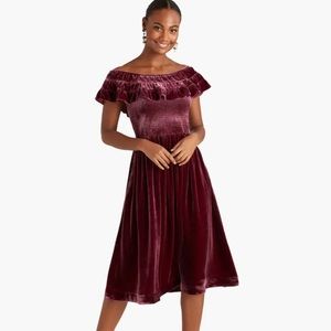 Hill House Akilah Burgundy Velvet Nap Dress, XS, NWT!